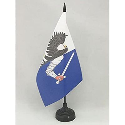 Connaught Table Vlag 14x21 cm - Connacht Province of Ireland Desk Vlag 21 x 14 cm - Zwarte plastic stok en voet - AZ FLAG