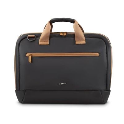 Hama "Ultra Lightweight Sacoche pour Ordinateur Portable de 13,3" à 14,1" - Bandoulière & Compartiment Rembourrés, Sac Ultra Léger & Hydrofuge pour Voyage, Affaires, Travail, Cours - Noir/Caramel