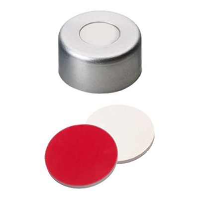 Neochrom 7-0643 - Tapas redondeadas de aluminio y silicona (1,5 mm de grosor, dureza Shore A, 100 unidades), color rojo y plateado