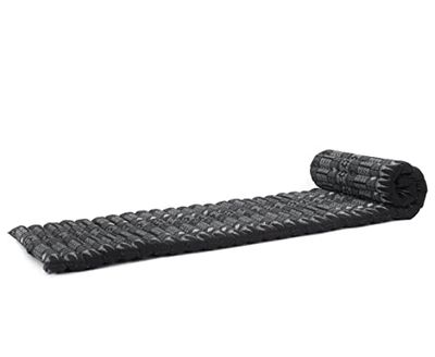 Leewadee - Opvouwbaar Matras - Japanse Oprolbare Futon - Opvouwbare Tatami Mat - Gasten Vloerbed - Camping Matras - Thaise Massage Mat, Kapok Gevuld, Zwart