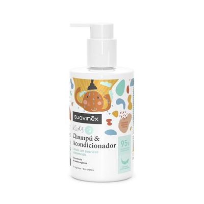 Suavinex, Balsam schampo för pojkar och flickor i åldrarna 3–10 år, allergenfri, parabenfri, silikonfri, lämplig för känslig hud, inga tårar eller ryck, 95% ingredienser naturligt ursprung, 300 ml