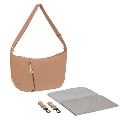 LÄSSIG Sac à langer avec matelas à langer, fixation pour poussette, hydrofuge/GRE Lunua Bum Bag almond