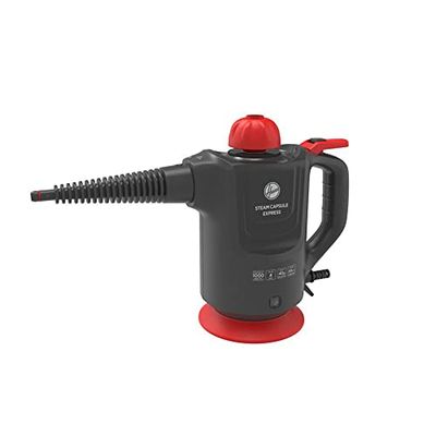 Hoover SGE1000 ångtvätt, torrånga för textilier, våt ånga för hårda ytor, omfattande tillbehör, 1 000 W, 4 bar, tank 0,37 l, 20 min, 5 m kabel, röd, titan och röd