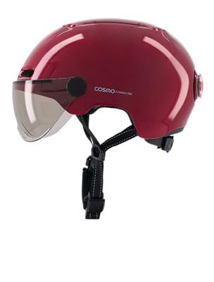 Cosmo Connected Cosmo Fusion cykelhjälm vuxen unisex, glänsande vinröd, en storlek