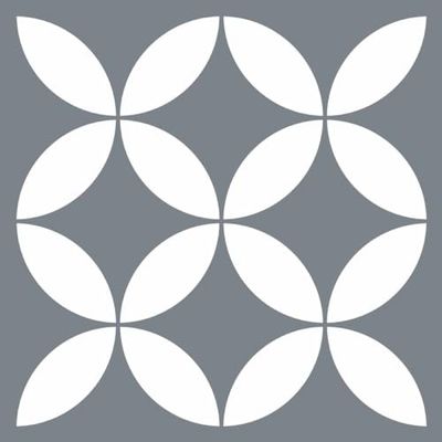 Draeger Paris – Adhesive Wall Tiles – Ideal for Kitchen and Bathroom – Set of 6 Adhesive Tiles, Grey and White Rosettes Design 15 x 15 cm