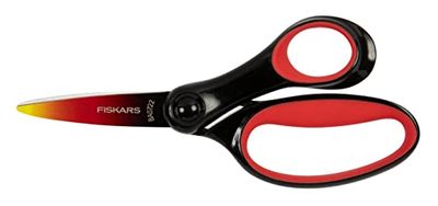 Fiskars Forbici per Bambini da 8 a 11 Anni, Per Destrimani, SoftGrip, Lunghezza: 15 cm, Effetto Ombre, Rosso, 1067853