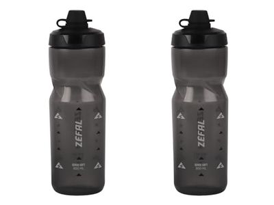 ZEFAL Sense Soft 80 No-Mud Pack - Set med två cykel- och mountainbike-burkar - mjuk och luktfri sportflaska - BPA-fri vattenbehållare - silikonflaska - rökt svart, 2 x 800 ml