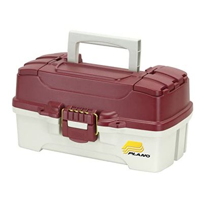 Plano Visbox met 1 plank met dubbele toegang boven, rood metallic/gebroken wit, Premium Tackle Storage (620106)