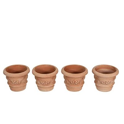 Biscottini 4 Hantverk Terracotta Vases 20x18x20 cm | Terracotta vas Inomhus & Utomhus | Suckulenter Tillverkad i Italien