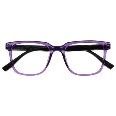 OPULIZE LEO Gafas de Lectura - Montura Rectangular Grande - Morado - Patillas Negras - Hombre Mujer - Bisagras de Muelle - R55-5 - +2.50