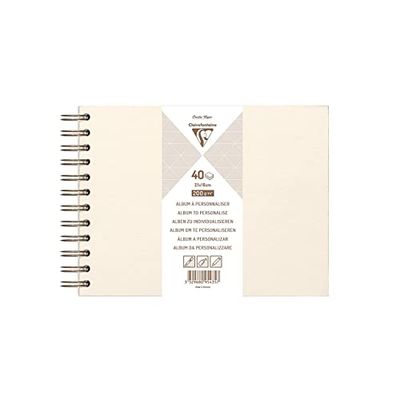 Clairefontaine - Ref 95435C - Kraft Landscape Album to Decorate (40 Sheets of Paper) - 21 x 16cm Sized, 200gsm Kraft Paper, Wirebound Spine - Iridescent Cream, Ivory