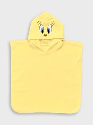 Looney Tunes - Titi badponcho, frottéhandduk, mjuk, 100% bomull, poncho 55 x 58 cm - för baby - officiell Warner Bros-produkt