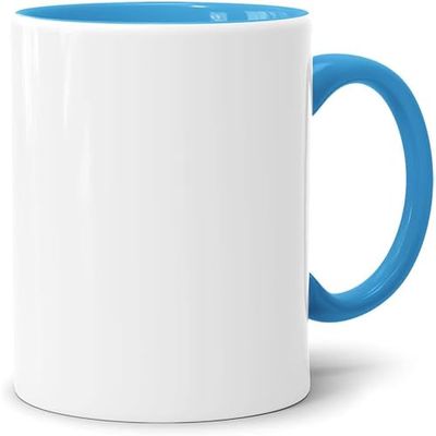 Acen Merchandise Lot de 504 tasses à sublimation sans impression en céramique de qualité supérieure - Gobelets à sublimation avec encre - Intérieur et anse bleu clair