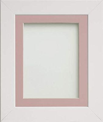 Frame Company Watson Range White 10x8 inch Picture Photo Frame with Pink Mount for Image 7x5 inch *Choice of Sizes* Fitted with Real Glass