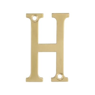 Amig 50mm Polished Brass Letter H for Screwing Indoors & Outdoors - Suitable for Doors, Walls or Facades of Houses - Gold Finish