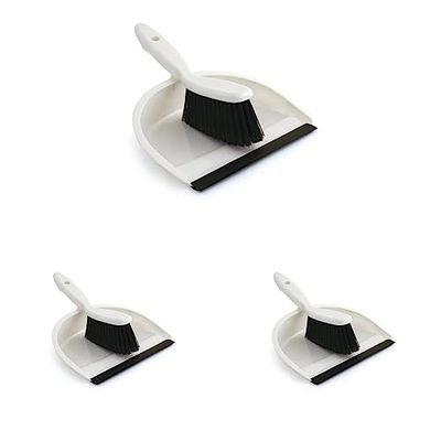 Bentley Industrial P8006/BW Plastic Dustpan and Brush Set, Black/White (Pack of 3)