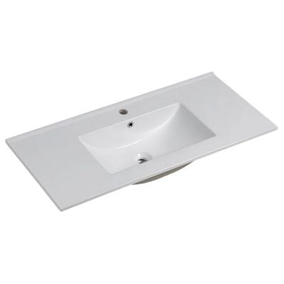 Porcelain Bathroom Sink Rectangular 81cm x 46cm White Matt Finish Made of Earthenware