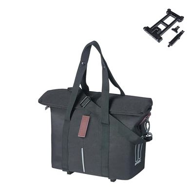 Basil City MIK - Borsa da bicicletta 8-11L, impermeabile, con sistema MIK & KF bloccabile, gancio portapacchi per fissaggio versatile