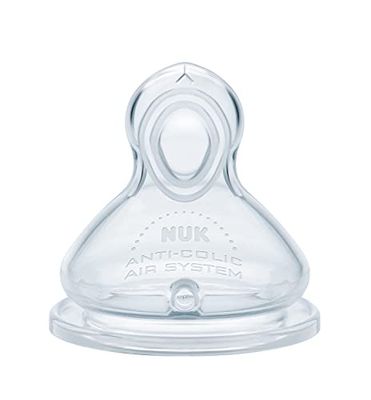 Nuk First Choice+ Flow Control Drinkfles, 6-18 maanden, anti-koliekventiel, BPA-vrij, 2 stuks,Helder