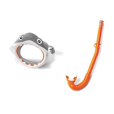 Intex 55944 - Set snorkel infantil diseño tiburón, Anaranjado, Gris (Gray And Orange)