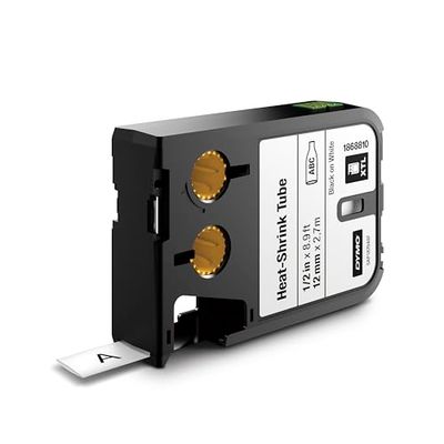 Dymo XTL Cassette d'étiquettes pour Bague thermorétractable 12 mm x 2,7 m Noir sur Blanc