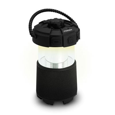 METRONIC 477507 Lampe Enceinte Exterieur Bluetooth - Idéal Jardin, Camping avec sa poignée de Transport, Lumière Led et sa Fonction Musique - Rechargeable USB-C - Noir