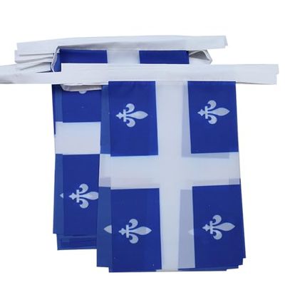 GUIRNALDA 6 metros 20 BANDERAS de QUEBEC 21x15cm - BANDERA PROVINCIA CANADÁ DE QUEBEC 15 x 21 cm - BANDERINES - AZ FLAG