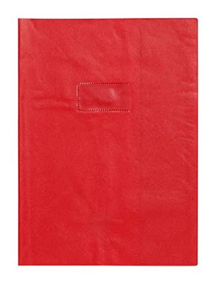 Calligraphe 72203C Un Protège-Cahier Grain Cuir Rouge groseille - A4 21x29,7 cm - 22/100ème avec Porte-Étiquette - PVC Opaque