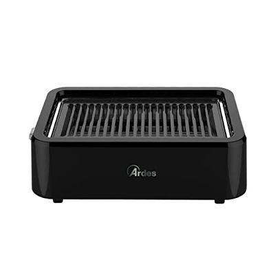 ARDES ARGRILL01 Barbacoa eléctrica sin humo, barbacoa sin humo con calentamiento por infrarrojos 1100 W, barbacoa eléctrica portátil de balcón para interior o exterior con parrilla extraíble