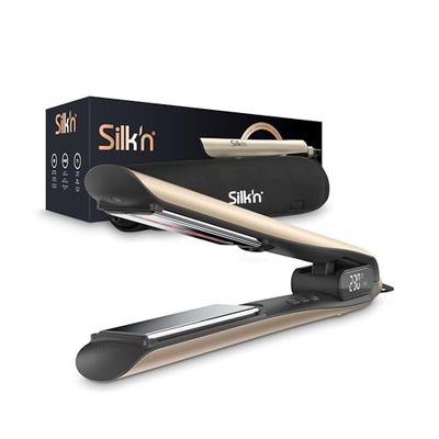 Silk'n lisseur cheveux - SilkyStraight - Fer à lisser avec technologie ionique et titane - Chauffe en 15 secondes - Inclut une pochette de rangement - Or rose