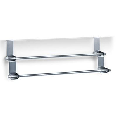 Zeller 13894 Toallero para Puerta, Acero Inoxidable, Gris, 57x12.5x18.5 cm