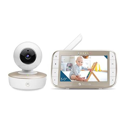 Motorola Baby VM50G - Videobabyfoon met 5 inch draagbare ouderunit, kamertemperatuurweergave, infrarood nachtzicht en pan op afstand, digitaal kantelen en zoomen