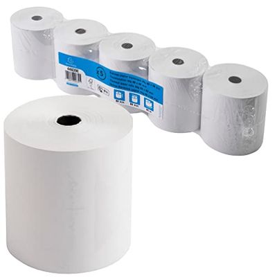 Exacompta - Réf. 44839E - Carton de 50 bobines pour tickets de caisse - largeur 80 mm x diamètre 80 mm - mandrin 12 mm - 1 pli thermique 44g/m² - Métrage (+ ou - 2m) : 95 m - Blanc