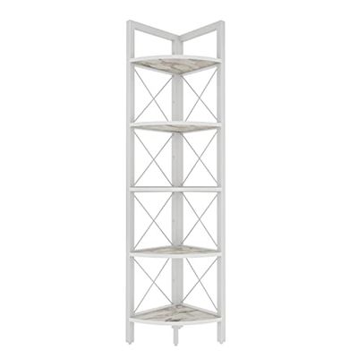 Remo Modern 160 cm hoekblok boekenplank boekenkast - decoratieve hoekrekken - kleuropties (wit marmereffect/wit)