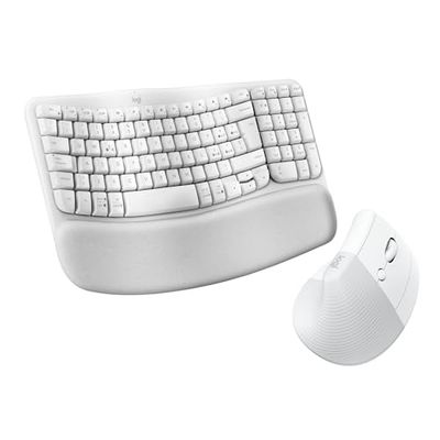 Logitech Wave Keys e Lift - Kit ergonomico - Tastiera wireless con supporto per i polsi e mouse wireless verticale - Easy-Switch, Bluetooth, più sistemi operativi, Windows/Mac