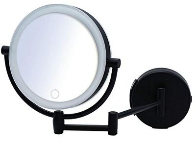 RIDDER Espejo de Maquillaje, Espejo Colgante Shuri, Negro, táctil, regulador de Intensidad, 5 aumentos, Color Negro