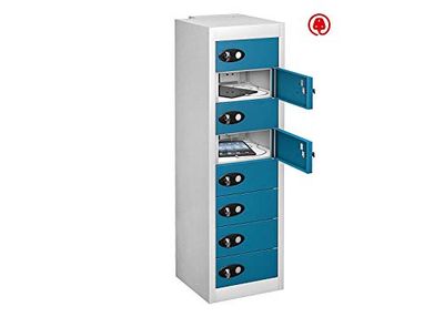 8 Door Tablet Charging LOW Locker, Blue, Combination Lock