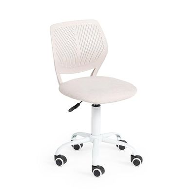 FurnitureR Chaise de Bureau colorée - Design Moderne réglable - Siège d'ordinateur pivotant sans Bras - pour Chambre d'enfant, Bureau à Domicile - Beige Morandi
