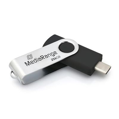 MediaRange USB Type-C® 3.2 Gen 1 - Unità flash con involucro, colore: Argento/Nero