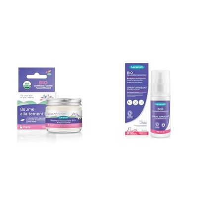 Lansinoh Soins Post-Accouchement BIO - Crème Apaisante pour Mamelons Sensibles et Spray Apaiseur Périnéal BIO - 100ml