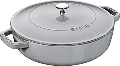 STAUB Caçarola de ferro fundido redondo, tampa com design de ancoragem e sistema de auto-pulverização, diâmetro de 28 cm, 3,7 l, cinzento grafite