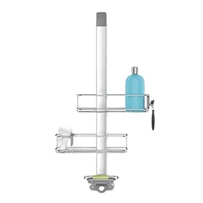 simplehuman BT1101 Rangement de Douche de Porte, serviteur de Douche, étagère de Douche Salle de Bain, sans percage, étagères réglables, Acier Inoxydable + Aluminium anodisé
