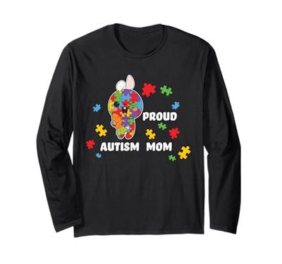 Cute Autism Awareness Women - Rompecabezas orgulloso de autismo mamá conejo Manga Larga