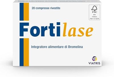 Fortilase, 20 Compresse, Integratore Alimentare di Bromelina, Anticellulite e Antinfiammatorio, Stimola Linfodrenaggio