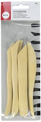 Rayher 34455505 Kit di Strumenti in Legno per Modellare, Stecche Sagomate, Naturale, 6 Pezzi, 12 Punte diverse, Varie Forme, Ideali per Modellare Argilla, Massa Modellabile e Altro