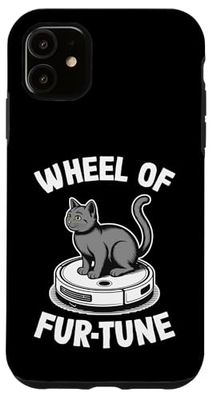 Wheel Of Fur-Tune Cat On Robot Vacuum Cleaner Cat Case for iPhone 11
