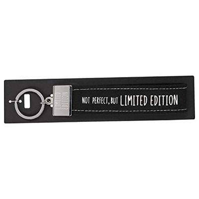 Depesche- Portachiavi con Passanti in Feltro, con Chiusura in Metallo inciso e Stampa iconica, Not Perfect, But Limited Edition, Nero, Circa 18,7 x 4,4 x 1 cm, Colore White, Normal, 004298-078