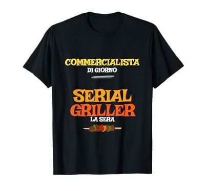 BBQ Barbecue Regalo Uomo Commercialista Serial Griller Maglietta