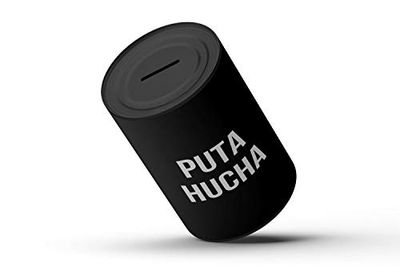 Fisura - Original money box. Large steel money box for adults. Tin money box for gift. Measures: 13 x 20 centimetres. (P*ta hucha, black)