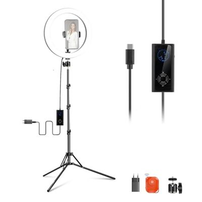 NEEWER Ring Light LED 12" 24W avec Trépied, Bicolore 2900-7000K, Entrée USB C PD, CRI97+ 1810lux/0,5m Compatible avec iPhone Studio Maquillage Streaming Selfie Enregistrement Vidéo, RH12B K2